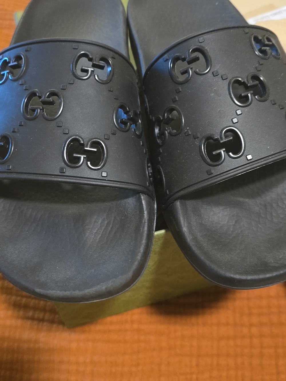 Gucci Black Interlocking G Rubber Slide Sandals